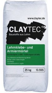 Claytec Lehmkleber - Feinputz mit Zellulose Lehmklebe- und Armierungsmörtel